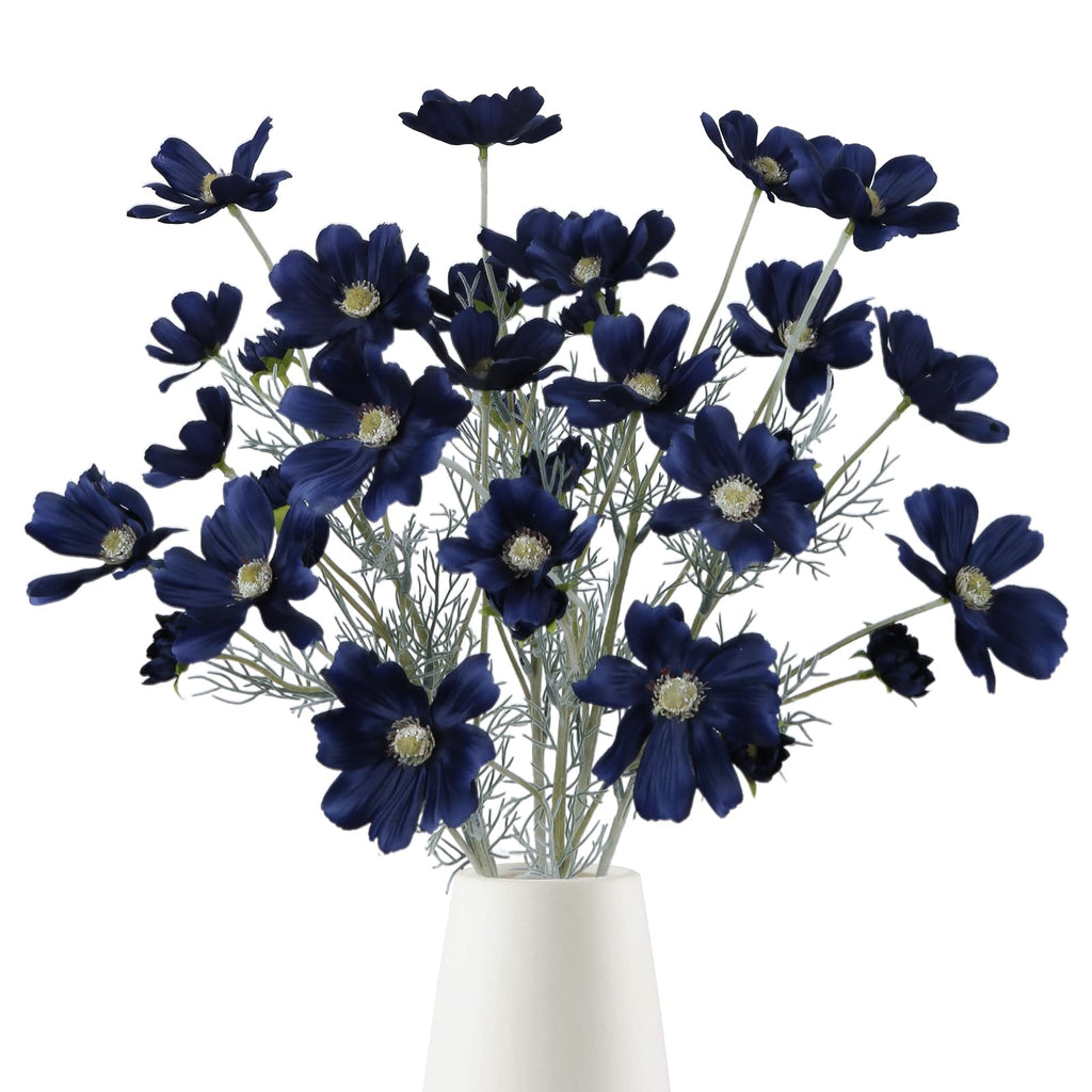 Navy blue artificial cosmos wildflowers 6pcs 24 inch for wedding party home kitchen decoration