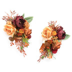 Orange artificial flower corsage set 2pcs for wedding prom homecoming mother daughter
