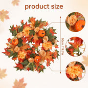 Orange Fall Maple Leaf Wreath with Pumpkins & Berries