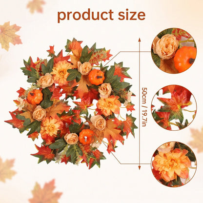 Orange fall maple leaf wreath product size chart dimensions reference – IPOPU
