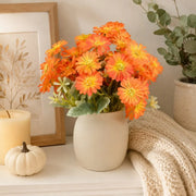 Orange Gerbera Daisy Stems with Real Touch PU – Set of 10