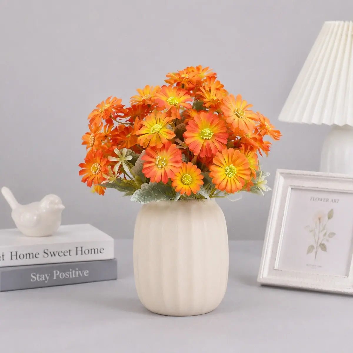 Orange Gerbera Daisy Stems with Real Touch PU – Set of 10