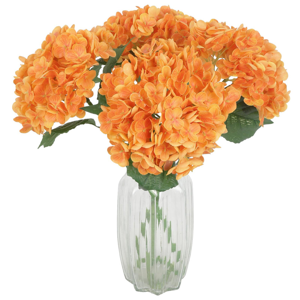 Orange real touch latex hydrangea 4pcs 21 inch for wedding centerpiece home holiday decor
