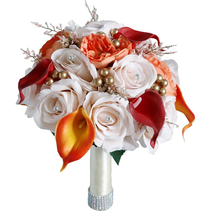 Orange rose wedding bouquet for bride bridesmaid wedding ceremony prom party decoration