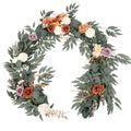 Orange eucalyptus willow leaf garland 6ft white flower wedding table backdrop decor