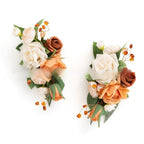 Orange artificial flower corsage set 2pcs for wedding prom homecoming mother daughter