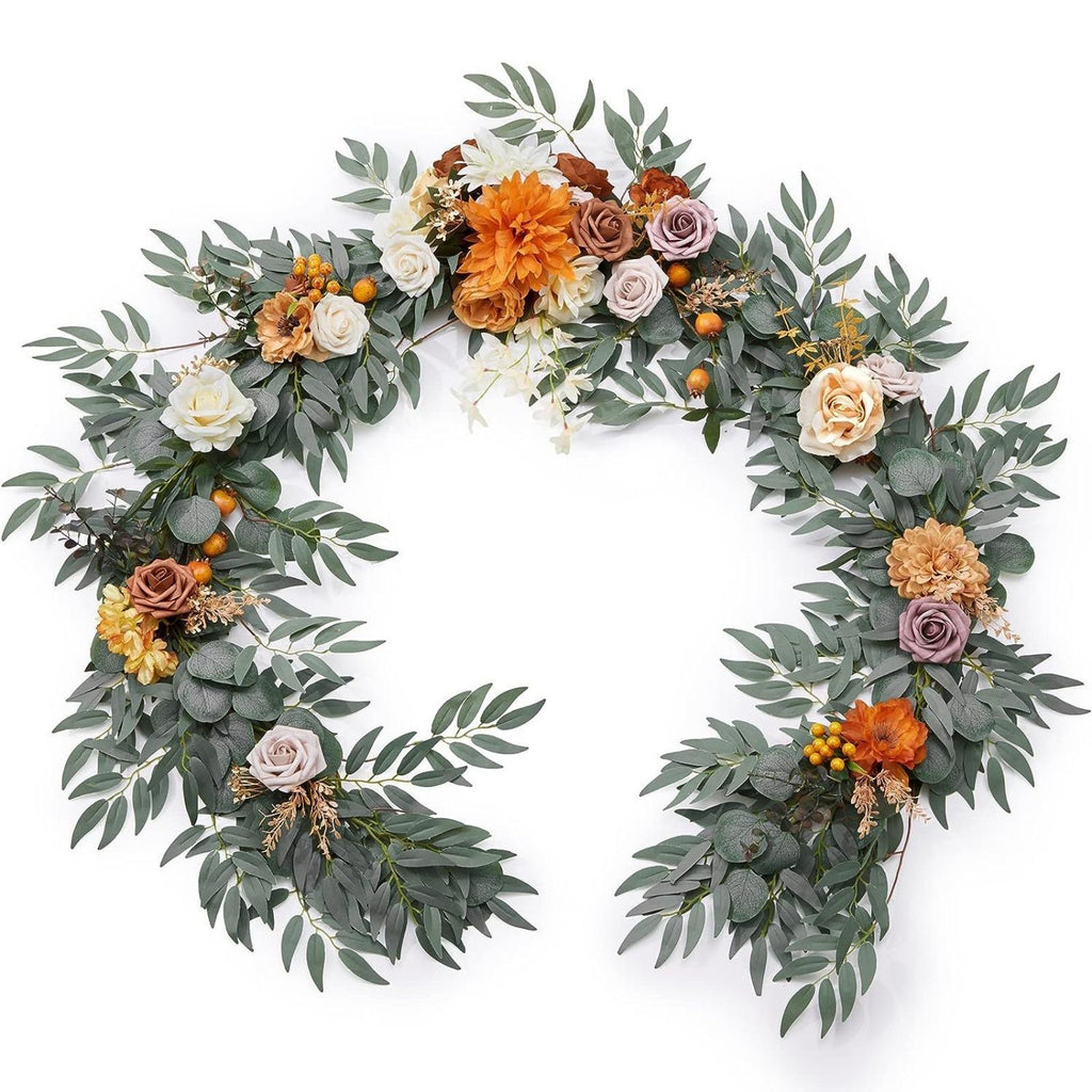 Orange artificial rose vine garland 5.9ft for wedding arch and boho decor
