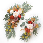 Orange faux flower swag set of 2 wedding arch floral decor ceremony reception