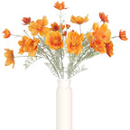 Orange artificial cosmos daisy flowers 6pcs 30 inch long stem for wedding tall vase party decor