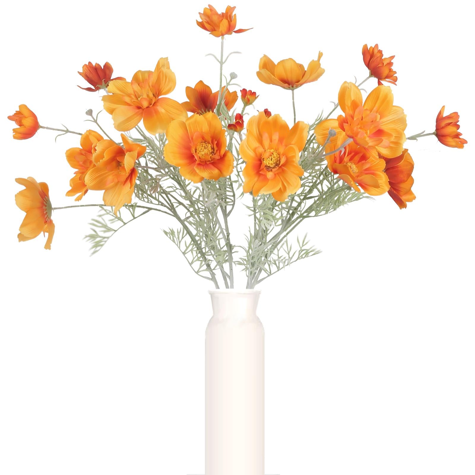 Orange artificial cosmos daisy flowers 6pcs 30 inch long stem for wedding tall vase party decor