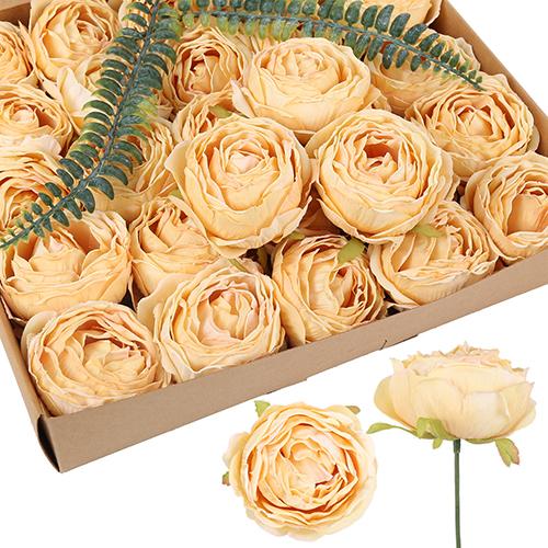 Orange artificial rose heads 20pcs bulk for wedding centerpiece home decor DIY crafts