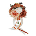 Orange artificial rose bridal bouquet for bride bridesmaid tossing wedding ceremony prom