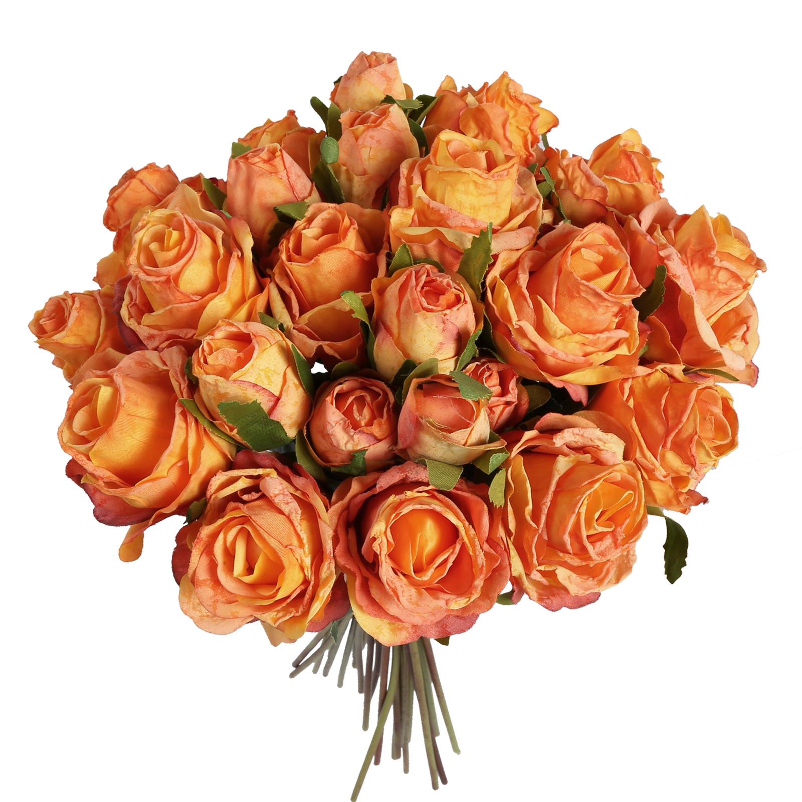 Orange artificial rose peony flower bunches 2 packs for DIY wedding home decor event