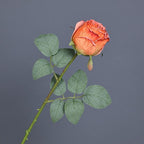 Orange burnt edge real touch curl rose simulation flower for dining table wreath crafts decor