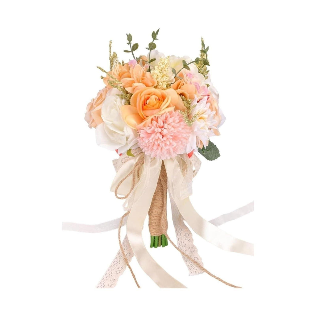 Orange bridal bridesmaid hand bouquet simulation flowers for wedding church ceremony decoration
