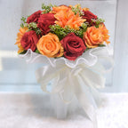 Orange artificial rose bouquet for wedding bridesmaid and party decoration