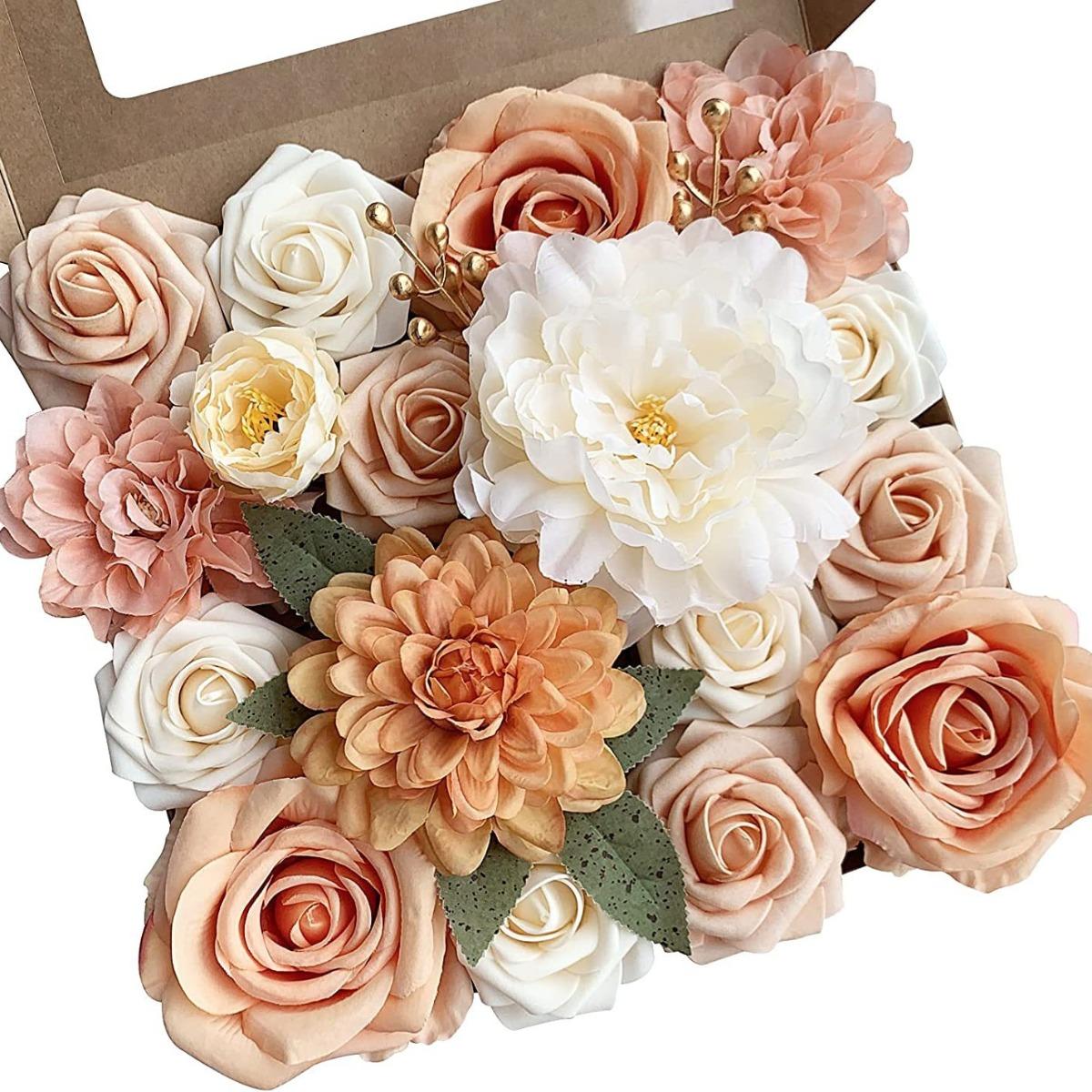 Orange artificial dahlia flowers bulk for DIY wedding bouquet party centerpiece home decor