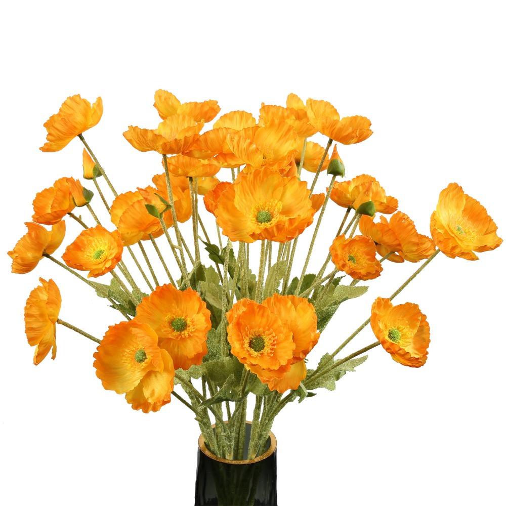 Orange handmade artificial faux blooms 10pcs for home wedding holiday DIY decor
