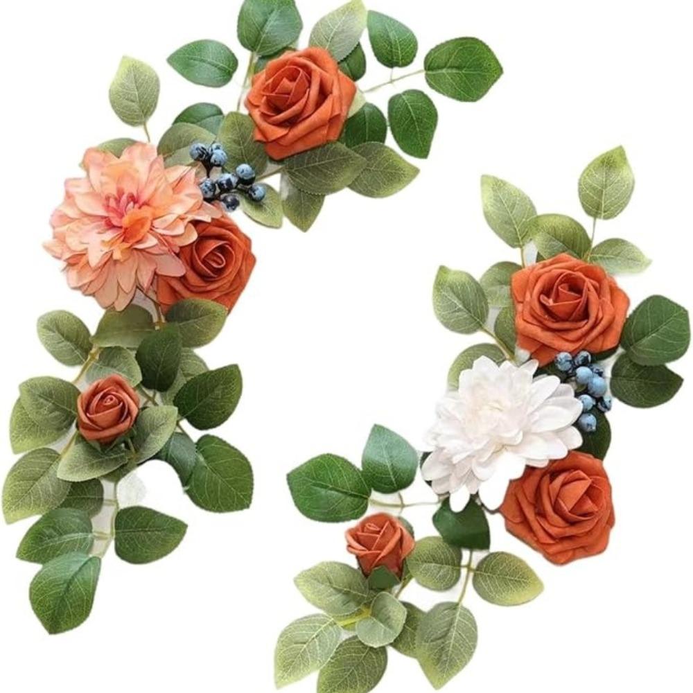 Orange rustic artificial flowers for wedding arch welcome sign birthday anniversary ceremony decor