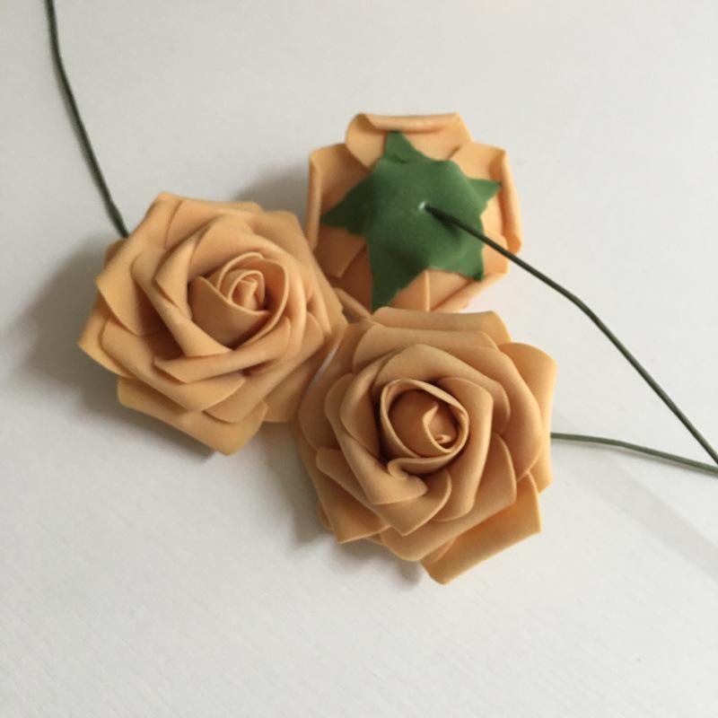 Orange PE foam artificial roses 50pcs 8cm for DIY wedding centerpiece party home decor