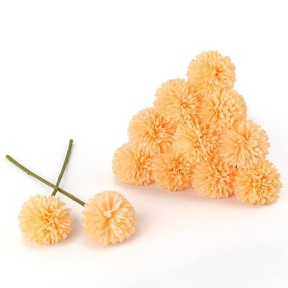 Orange artificial chrysanthemum ball flowers 6pcs for wedding centerpiece party home decor