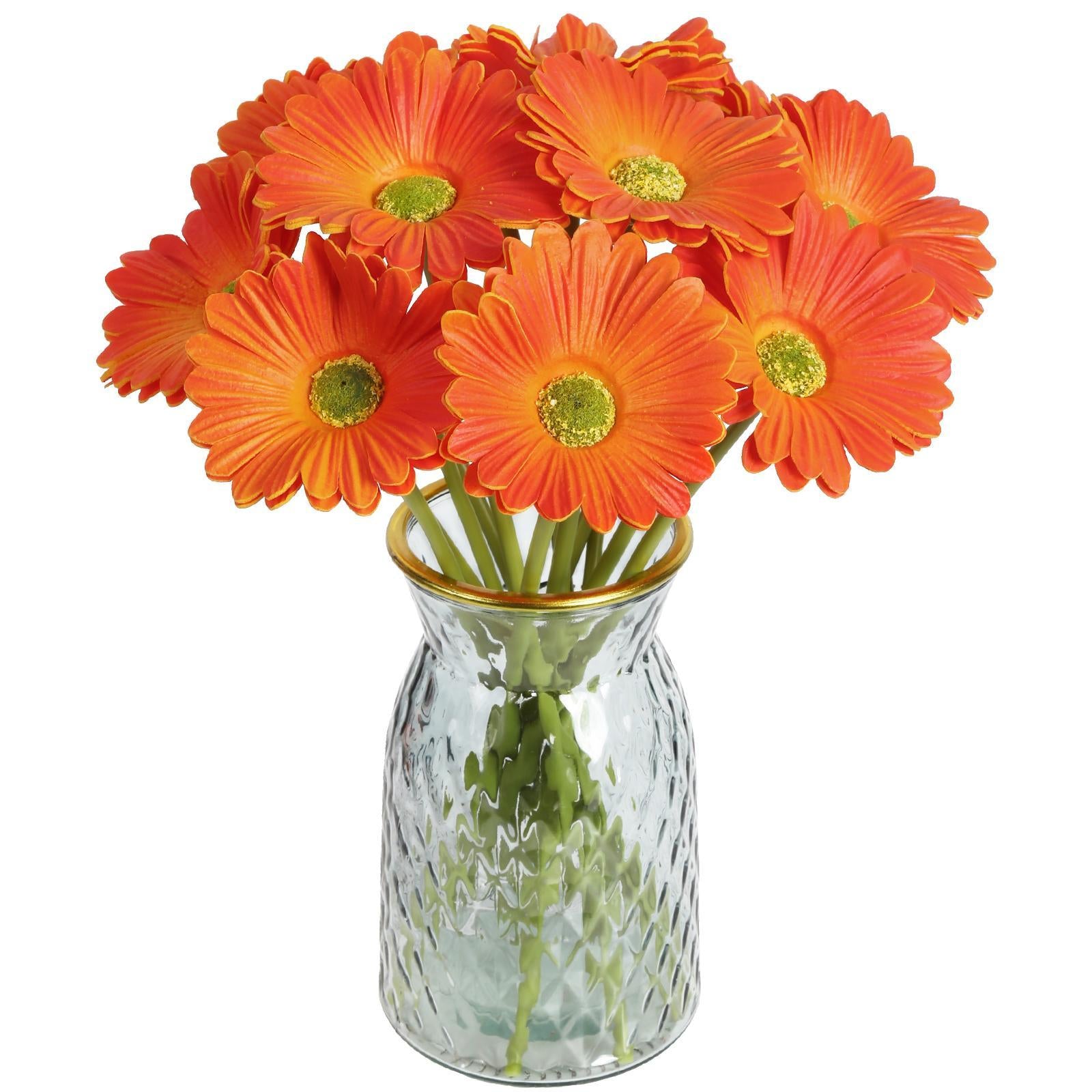 Orange gerbera daisy artificial flowers 20pcs with stems for home and wedding decor
