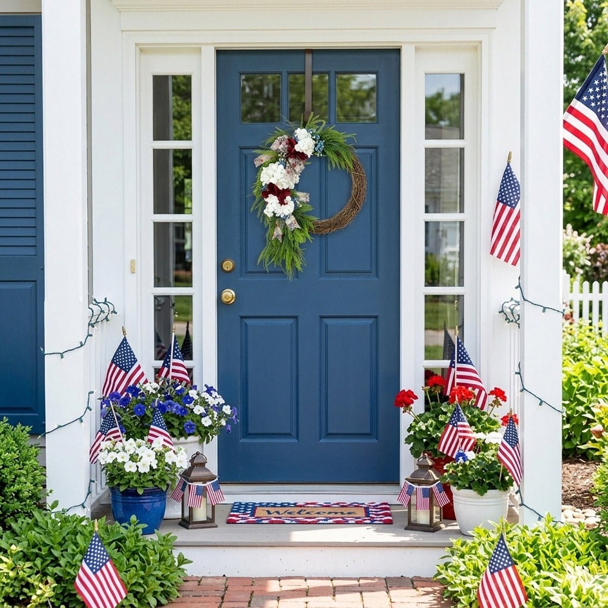 Collection of patriotic red white & blue wreath with americana for 4th of july front by IPOPU