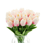 Peach cream artificial tulips 24pcs faux flowers for table centerpiece home baby shower decor