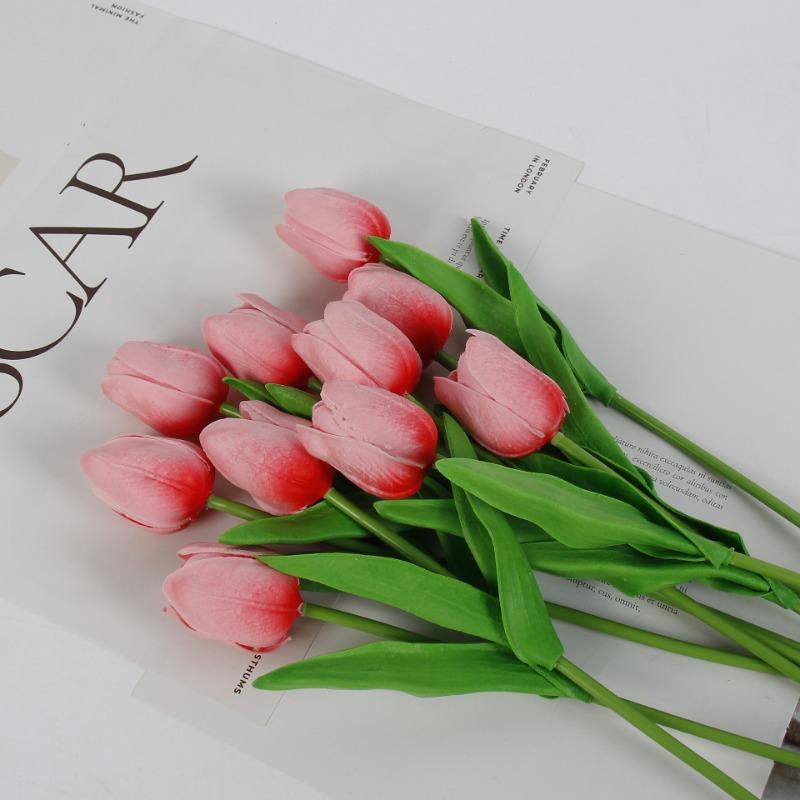 24PCS White Tulips Artificial Flowers Real Touch Tulips Flowers White Tulips Flowers for Home Table Decoration Wedding Bouquet Party Baby Shower Centerpieces Bridal Bouquet Decor