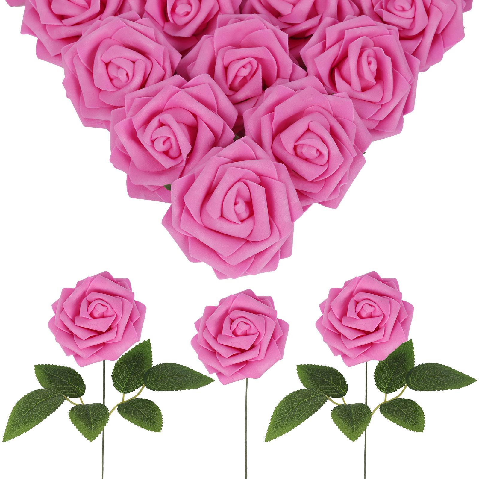 Pink foam fake roses 30pcs for DIY wedding baby shower centerpiece party decor