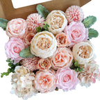 Pink artificial dahlia flowers bulk for DIY wedding bouquet bridal shower party decor