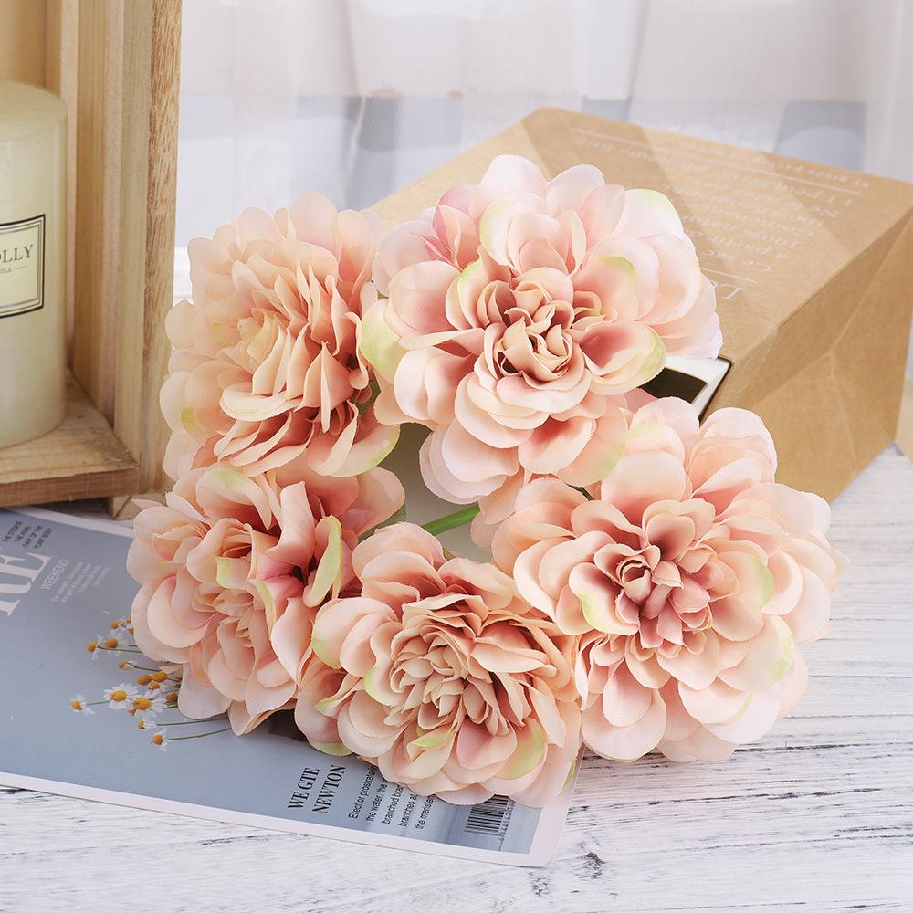 Pink artificial peony hydrangea bridal bouquet 2pcs for wedding home DIY decor