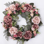 Pink blush artificial rose ring wreath front door summer floral wedding home decor