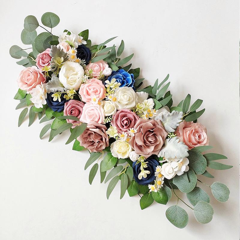 Artificial Flower, Simulation Decorative Flower Row Artificial Rose Flower Panels Simulation Flowers Wall Hanging Decor Wedding Flower Wedding Flower Ornament