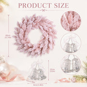 Pink Flocked Christmas Wreath with Crystal Bell