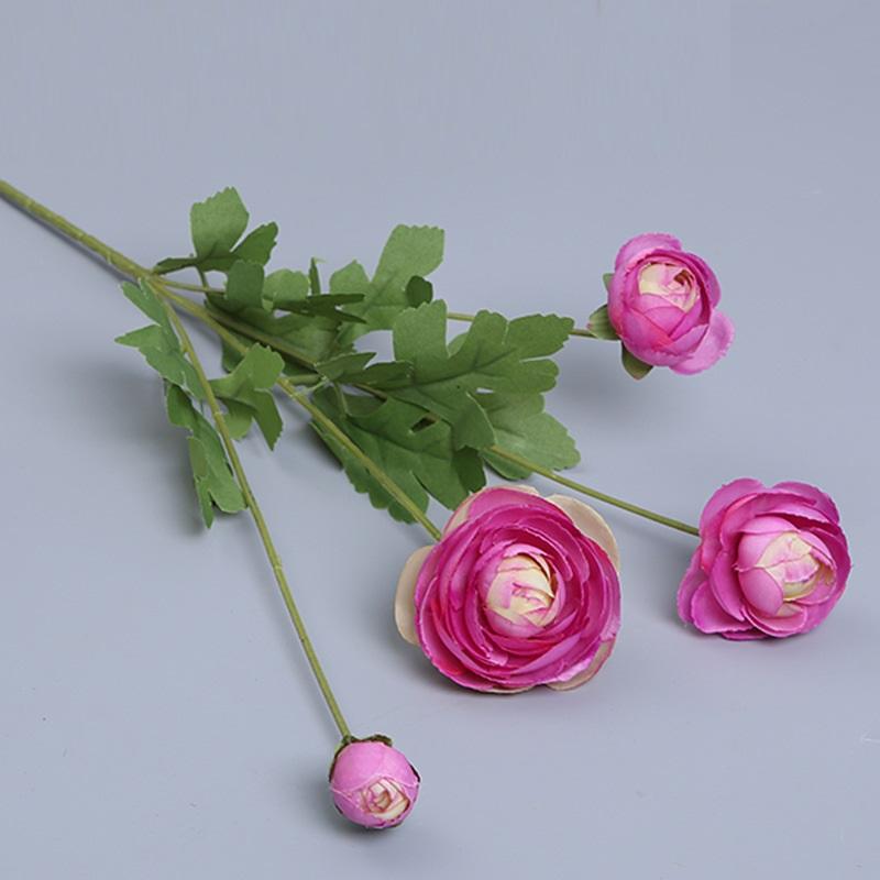 Pink artificial ranunculus flowers set of 4 for wedding and home decoration
