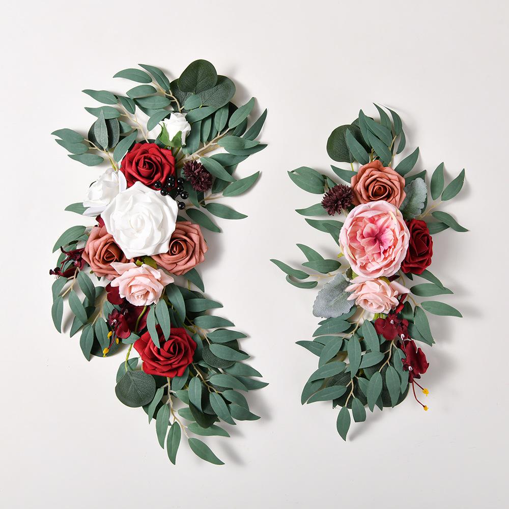 Pink boho wedding arch flowers kit dusty rose eucalyptus garland drapes decor