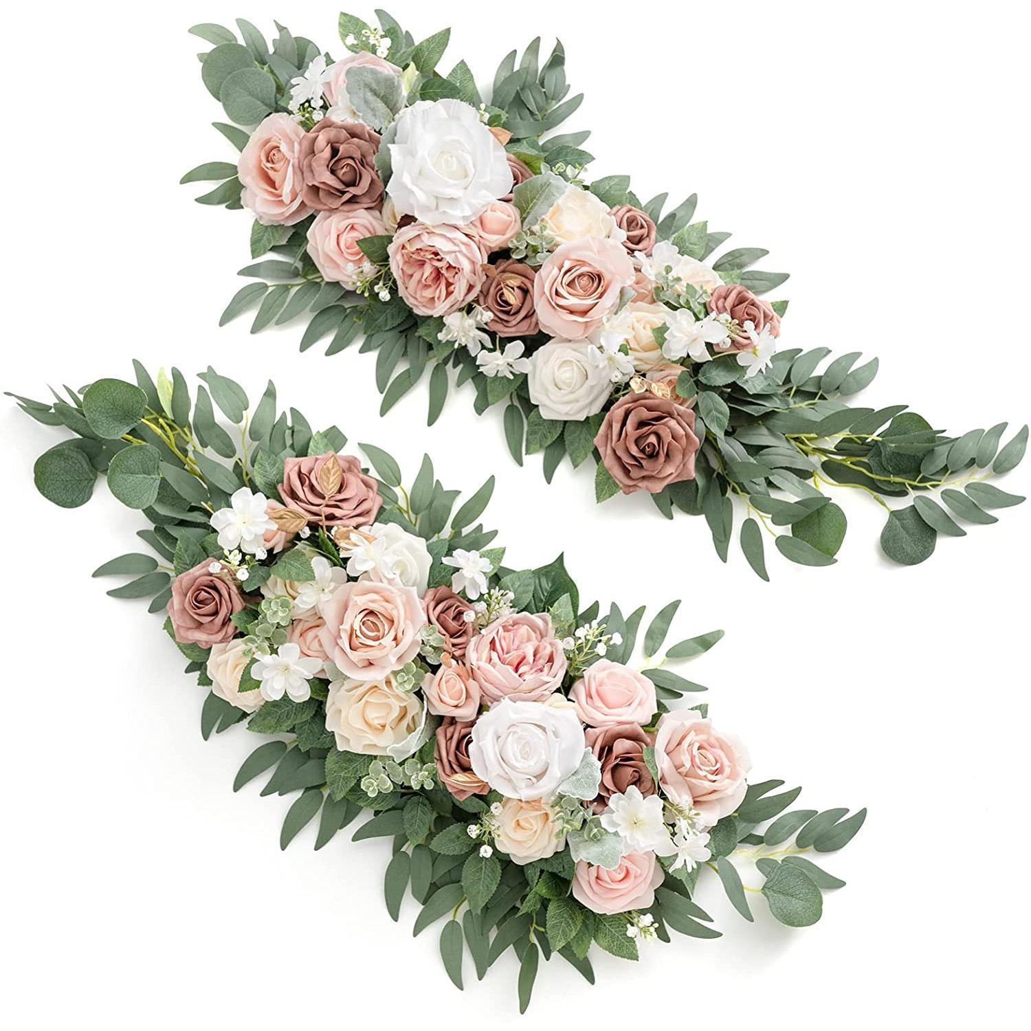 Pink artificial floral swag garland wedding arch table runner centerpiece decor