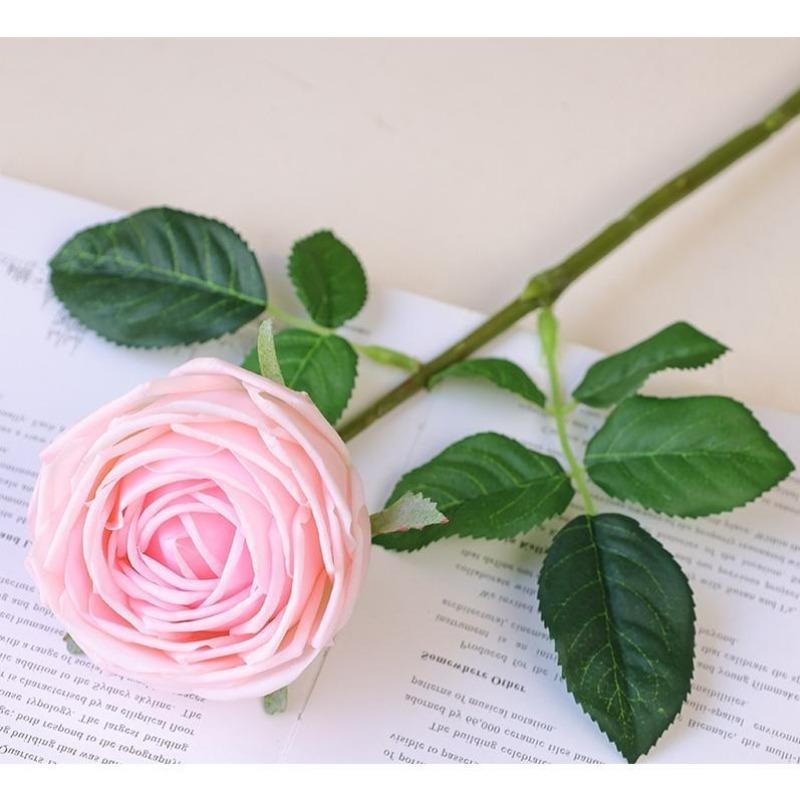 Pink real touch fuchsia rose stems 5pcs for wedding bouquet centerpiece home party decor