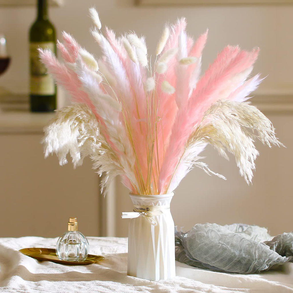 Blush pink natural dried pampas grass bouquet for boho wedding and home decor
