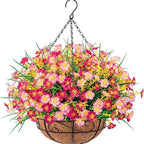 Pink Daisy Eucalyptus Spring Hanging Basket Metal for outdoor indoor porch by IPOPU