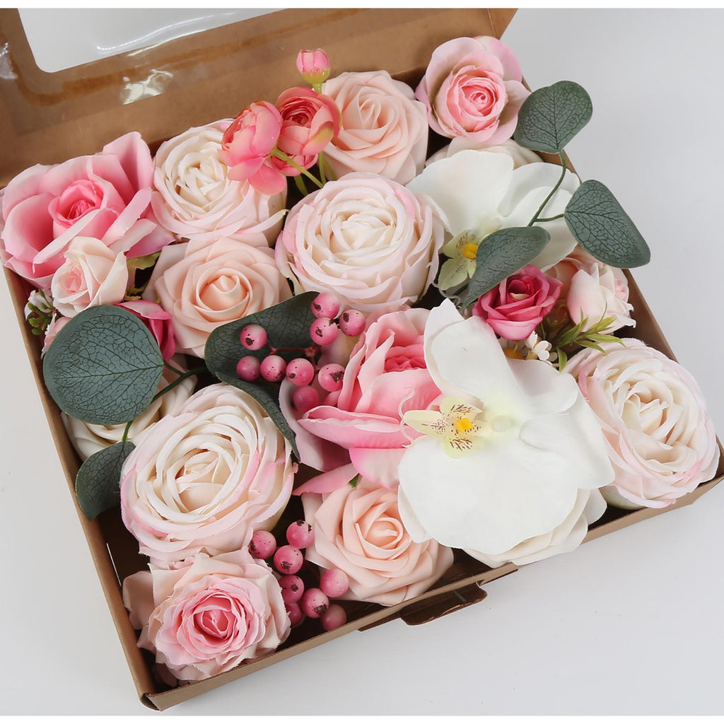 Pink artificial rose heads bulk for wedding centerpiece bouquet home decor DIY