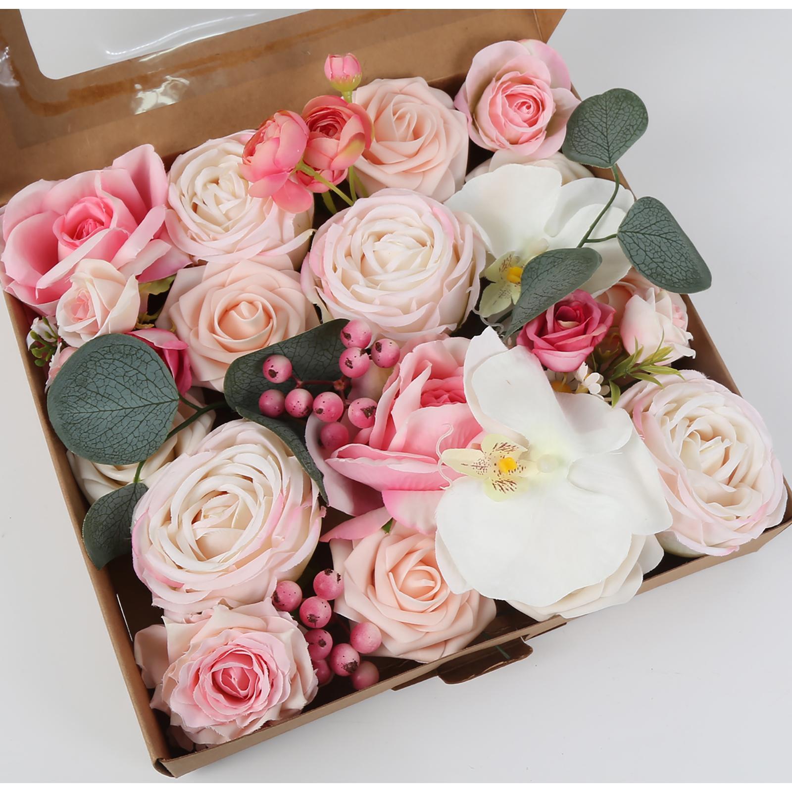 Pink artificial rose heads bulk for wedding centerpiece bouquet home decor DIY
