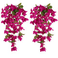 Artificial Bougainvillea Hanging Flowers 2pcs | UV Resistant Silk Vine for Garden Yard Porch Patio Wedding & Home Outdoor Decor in Pink Purple White Blue Orange