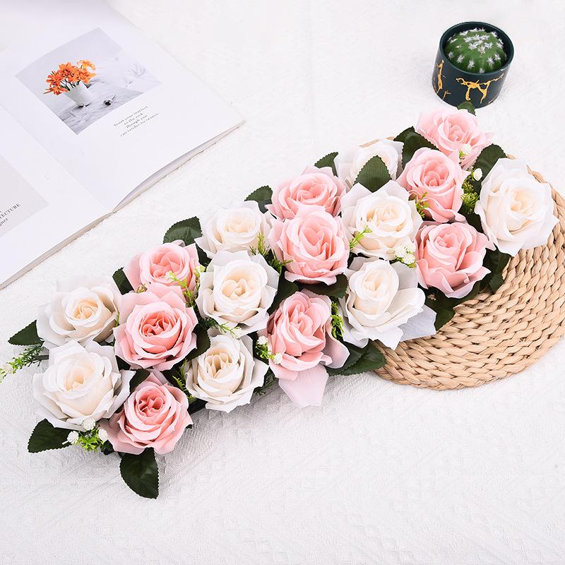 Pink artificial rose floral arrangement wedding table centerpiece party decor