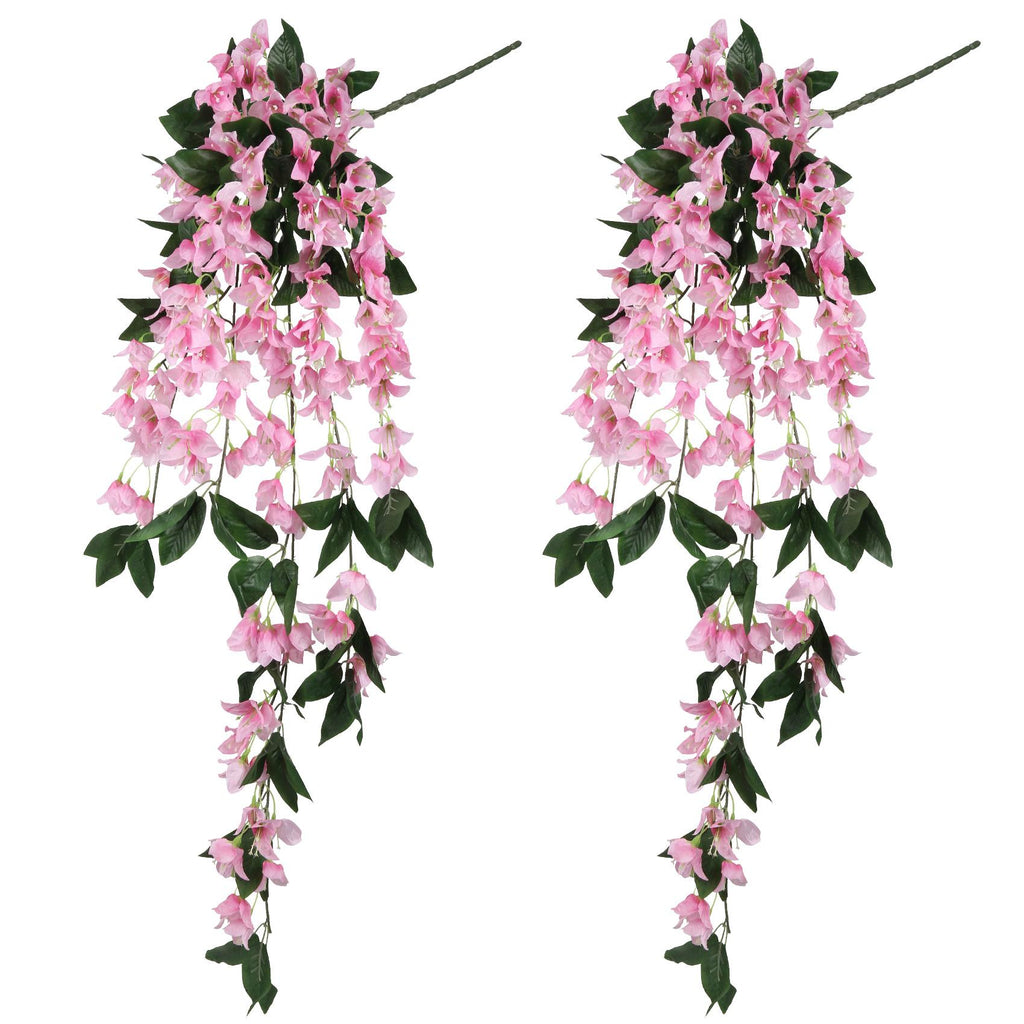 Pink artificial bougainvillea hanging flowers UV resistant faux garland outdoor garden porch decor