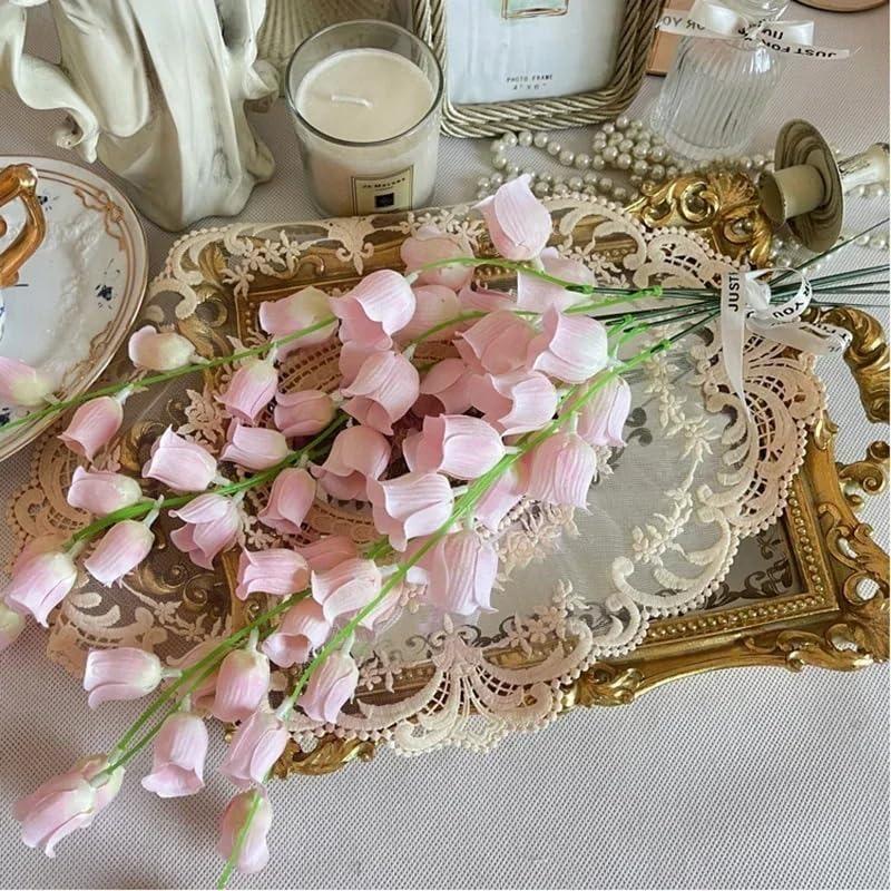 Pink LED lily of the valley artificial bouquet night light for bedroom home decor
