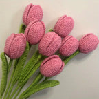 Artificial Tulips Gifts Crochet Tulips Bouquet Completed Handmade Tulips Bouquet for Home Decoration Gift Cotton Decorative Ornaments