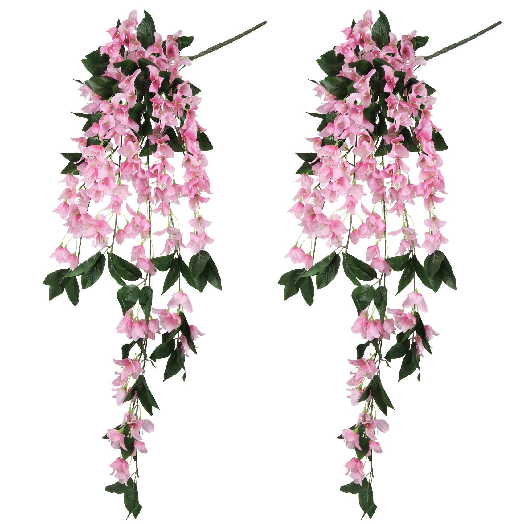 Artificial Bougainvillea Hanging Flowers 2PCS 47.24in Faux Garland UV Resistant for Outdoor Garden Porch Eave Wedding Decoration