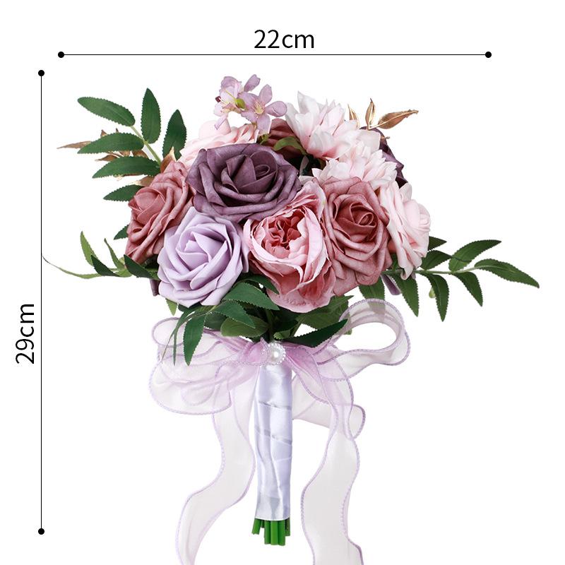 Pink handmade bridal wedding bouquet artificial flowers for ceremony church decoration